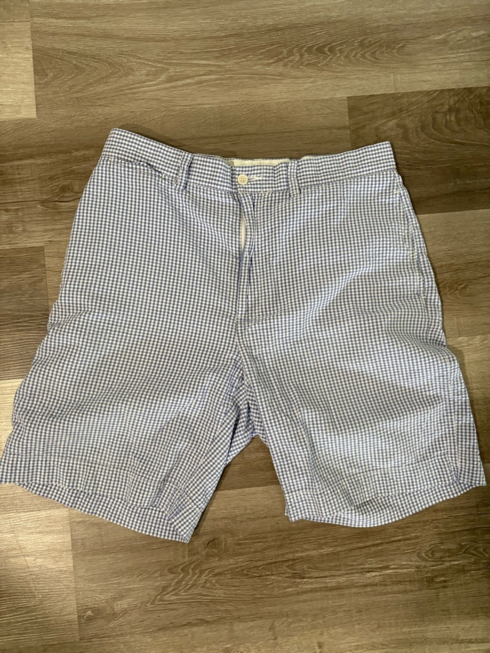 Ralph Lauren Small Blue and White Gingham Flat Front Shorts